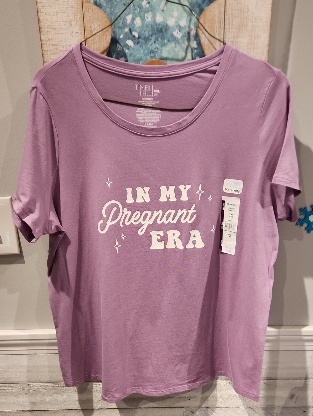 NWT Time and Tru Lavender Maternity Tee with White Graphic SZ XXL (20)